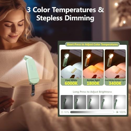VAVOFO USB Rechargeable Book Light, Bookmark Clip on LED Reading Light