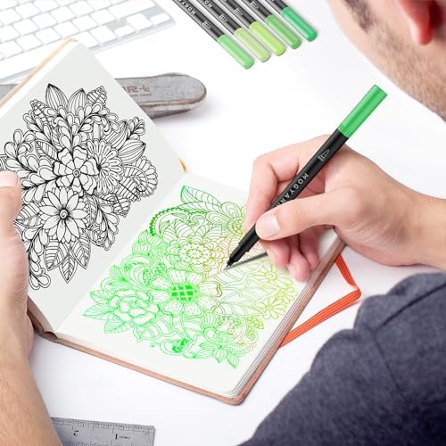 Green Markers for Coloring, Drawing Pens 12 Pack
