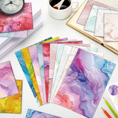 TaoBary 160 Pcs Marble Stationery Paper and Envelopes Set, 5.5 x 8.25''