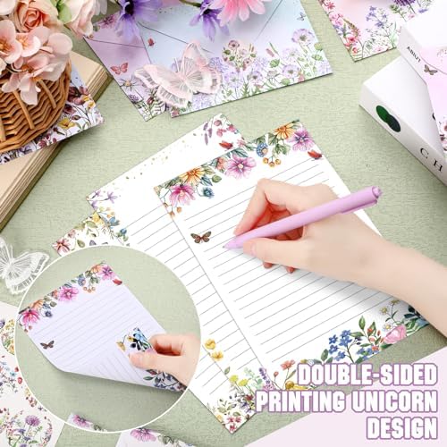 TaoBary 160 Pcs Wildflower Stationery Paper and Envelopes Set, 5.5 x 8.25''