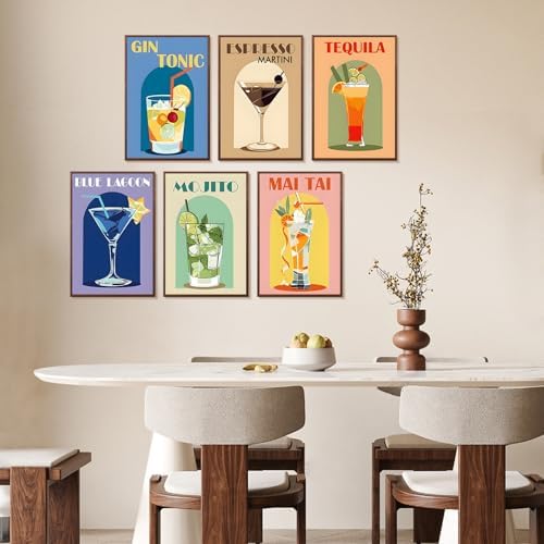 Yezavesu 6 Pack Paint by Numbers Kit for Adults Beginner 8x12 Inch, Cocktail Adult Paint by Number Kits on Canvas Without Frame, DIY Acrylic Cocktail Painting by Numbers for Home Wall Decor Gift
