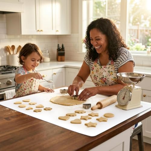 34.6" x 23.6" Cutting Mat for Countertop Protection 2MM Polypropylene Flexible Cutting Board, Non-Slip Kitchen Prep Surface for Rolling Dough, Meat Processing & Crafting (1 Pcs, White)