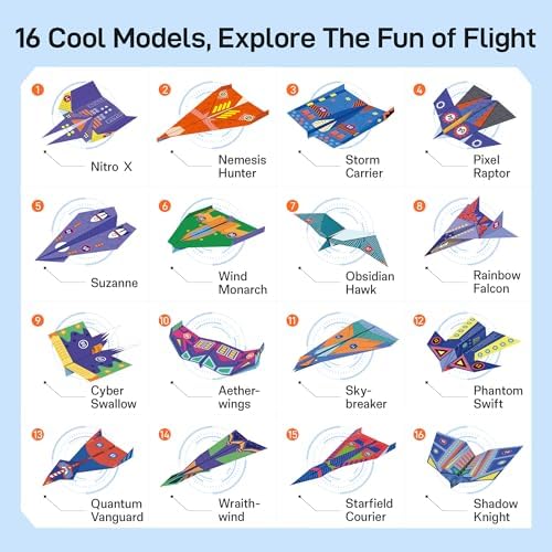 Leven DIY Paper Airplane Book, 16 Creative Folding Paper Planes, 11" x 8.3"