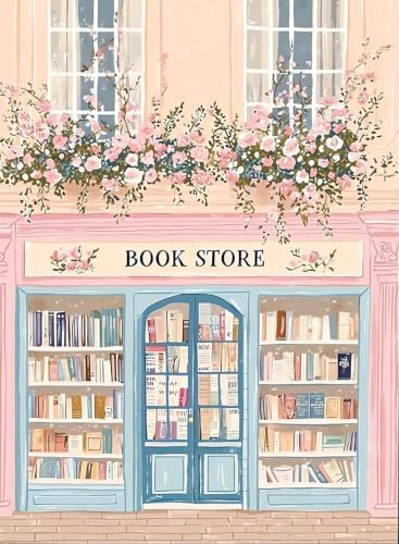 AIBOERL Paint by Numbers Kit for Adults Beginner,Pink Book Shop, 12X16In