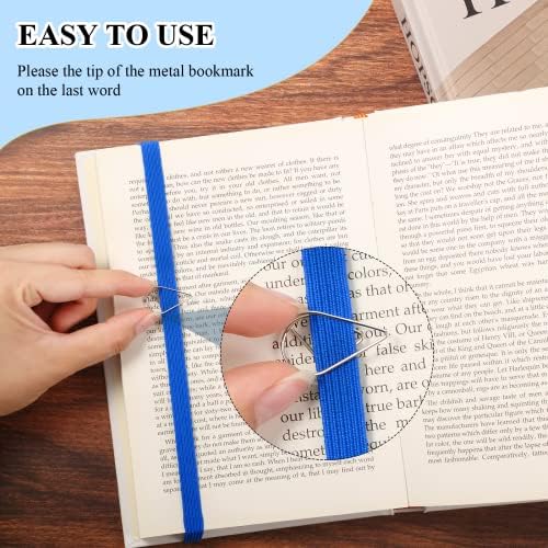 Taobary 42 Pcs Elastic Bookmarks Set with Paper Clips, Retro Color