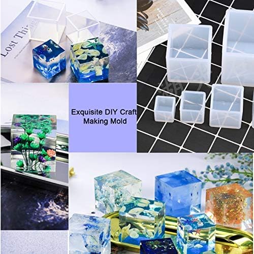 Resin Casting Molding Square Resin Mold Cube Silicone Molds for DIY Craft Making Silicone Clear Casting Molds (5size)