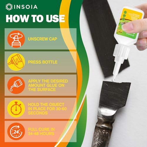 INSOIA Super Metal Glue Clear, 20g, Strong Bond, with Precision Tips