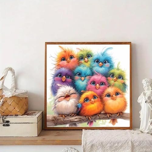 RYMILIE Birds Diamond Art Kits for Adults Diamond Painting Kit 12x16in | 5D Colorful Cute Birds Diamond Painting Kit for Beginners, DIY Full Round Drill Gem Art Crafts for Home Wall Decor Gift