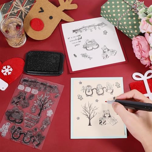 GLOBLELAND Christmas Penguins Silicone Clear Stamps with Gingerbread Man Shape for Card Making DIY Scrapbooking Photo Album Decoration Paper Craft