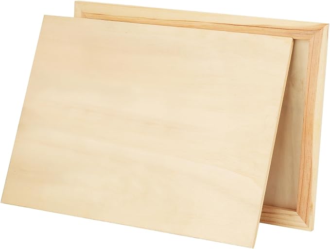 PINGEUI 12 Pack 9 x 12 Inch Blank Wood Canvas Panels, Unfinished Wooden Canvas Boards, Wood Cradled Painting Panel Boards, Artist Wooden Canvases for Painting, Pouring