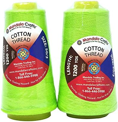 Mandala Crafts Lime Green Mercerized Cotton Thread Cone for Sewing Quilting