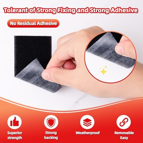 Hook and Loop Tape 2in x 4in x 10 Pairs, Heavy Duty Adhesion Strip