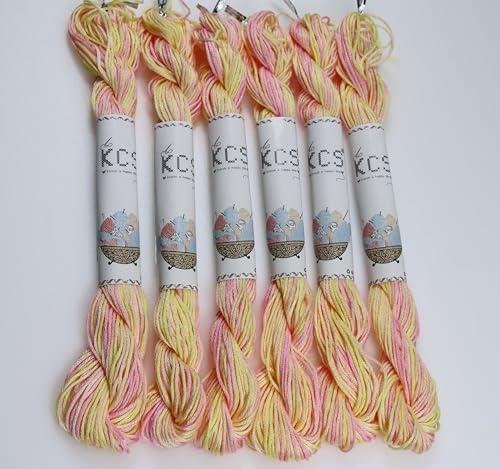 KCS Big skeins of 25 Meters Size 25 Color Variegated Cross Stitch Stranded Threads,6 skeins,4160