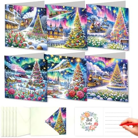 DDGYP 6 Pack Christmas Diamond Art Cards Kit for Adults