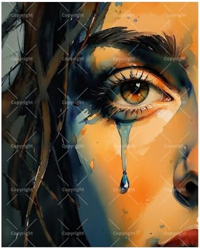 TAOPAOLAB Portrait Paint by Numbers Kit for Adults - DIY Watercolor Crying Eye Painting on Canvas 16x20 Inches, Acrylic Paint Set, Suitable for Beginners, Emotional Art for Home Decoration or Gifts