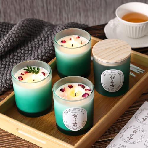 REISEN 12 Pcs 10oz Gradient Green Candle Jars for Candle Making Kit
