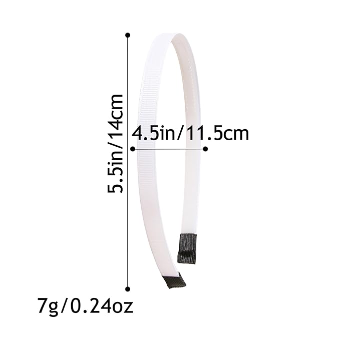 50Pcs White Ribbon Wrapped Blank Hard Plastic Headbands