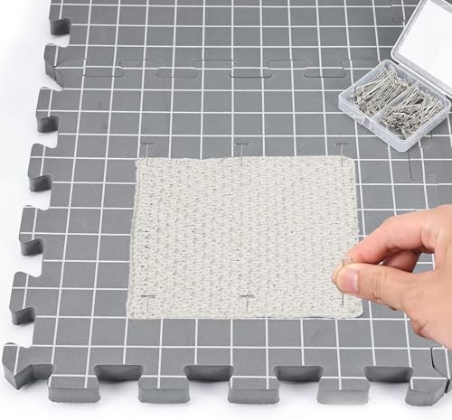 Yrangee Blocking Mats for Knitting-9 Pack Extra Thick,10 Blocking Combs