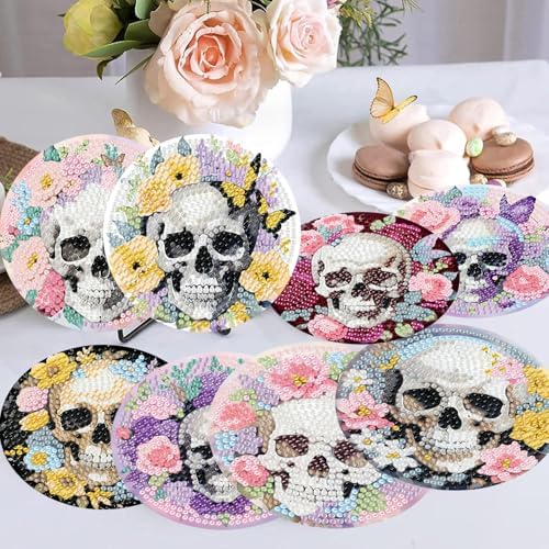 8 Pcs Diamond Art Coaster Kit for Adult with Holder, Diamond Coasters 4x4in
