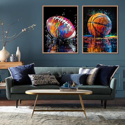 4 Pack Diamond Art Kits for Adults,Ball Sports Diamond Painting Kit