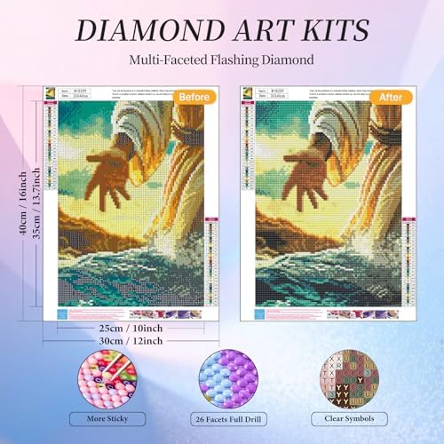 Diamond Art Kits for Adults, Jesus Diamond Painting Kit, 12 x 16 Inch