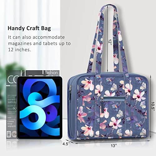 FINPAC Sewing and Craft Supplies Storage Tote Bag with Clear Pockets