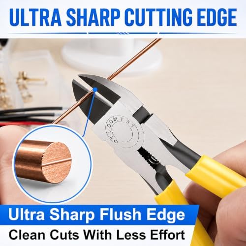 OTLOOMTBT 2PCS Wire Cutters, 6-In & 5-In Compact Flush Cut Pliers Set