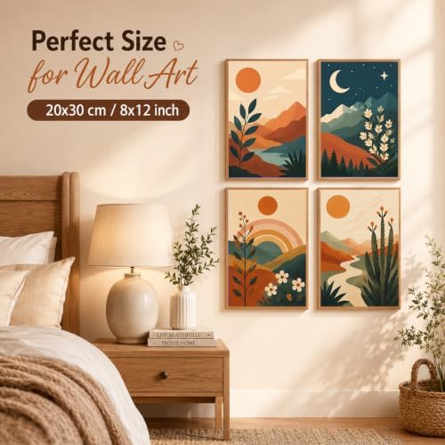 AUKELHJ 4 Pack Framed Paint by Numbers Kit for Adults, Landscape, 8x12 inch | Paint by Number for Adults, Beginner Friendly, Framed Canvas, Easel Included, Fun and Relaxing, Gifts Box, Home Wall Decor