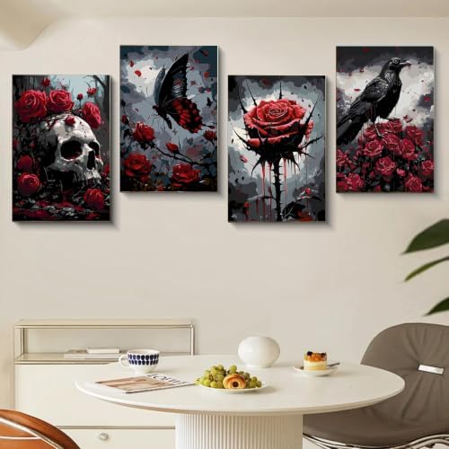 Gemozaic 4 Pack Gothic Paint by Numbers Kit for Adults with Frame & Easel