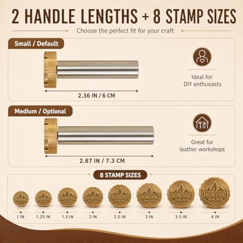 KAINSY Custom Leather Stamp Personalized Leather with Logo Text Hammer Press Leathercrafting Tool Metal Brass Embossing Stamp for Leather Craft Deep Engravings Gift Craftman Dad Husband Boyfriend