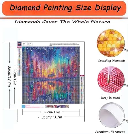 APTDYIGL 5D Fantasy Landscape Diamond Painting Kits for Adults Beginner,DIY Forest Deer Diamond Art Kits for Adults,Round Full Drill Diamond Dots with Gem Art Kits,Home Wall Decor 13.7X13.7inch