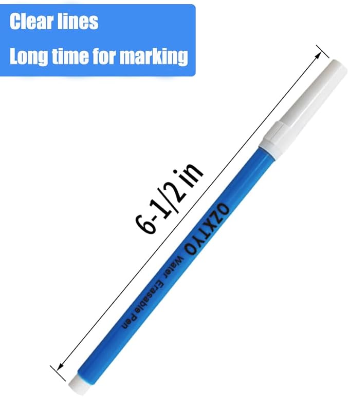 OZXTYO Washable Fabric Markers for Sewing,5 Pack,Blue,Erasable | Water Soluble Embroidery Pen,Fabric Marking Pen,Fabric Marking Pens for Quilting,Sewing Supplies and Accessories