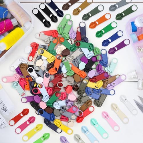 DOITEM 88Pcs Zippers Repair Kit Zipper Replacement 5# Zipper Pull Rescue Kit for Clothing Jackets Purses Luggage Backpacks (22 Colors)