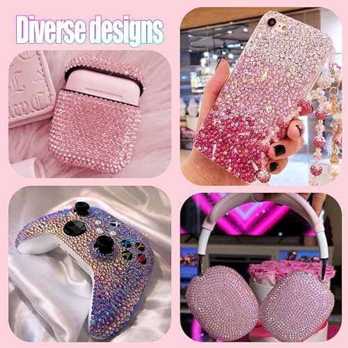 19200Pcs in 48 Colors Rhinestones for Bedazzling and Diamond Art, 4mm Flatback Gems with 3×10ml B7000 Jewelry Glue Tweezers, Perfect for Nail Art, Crafting, Clothing, Fabric Decor