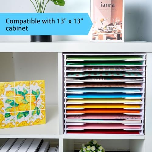 SANFURNEY 15 Slots Scrapbook Paper Organizer for Sizes 12" x 12"