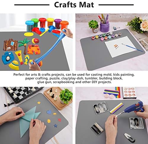 Gartful 3PCS Silicone Sheet for Crafts, Epoxy Resin, Jewelry Casting Molds, Multi-Purpose Counter Pad, Placemat Table Mat, Desk Protector, Nonskid Nonstick, Dark Grey (15.7x11.8 inches)