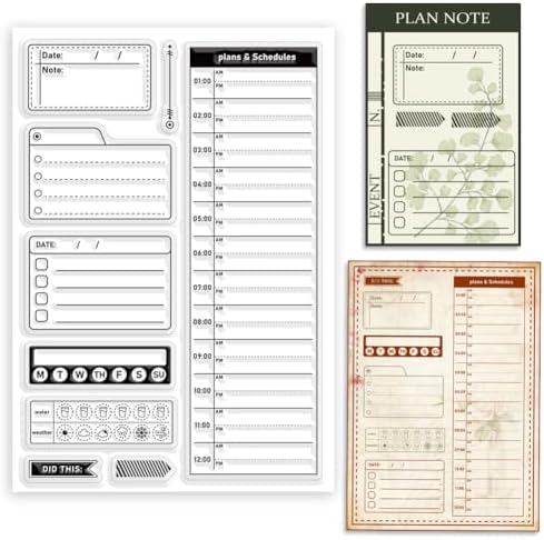 ORIGACH Plans and Schedules Clear Stamps Date Planning Silicone Stamps for Cards Making DIY Scrapbooking Photo Album Decoration, 6.3x4.3inch