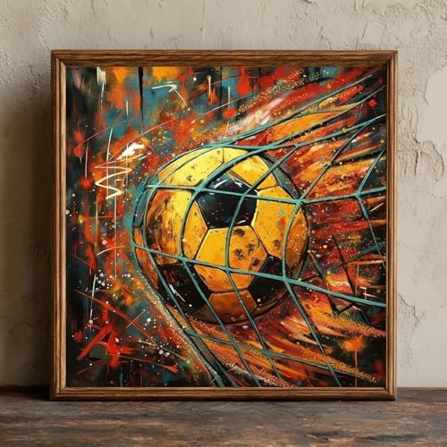 CRZMODE Soccer Paint by Numbers Kit for Adults, Soccer Paint by Numbers for Adults, Acrylic Painting Crafts for Home Decor Gift (16x16inch)