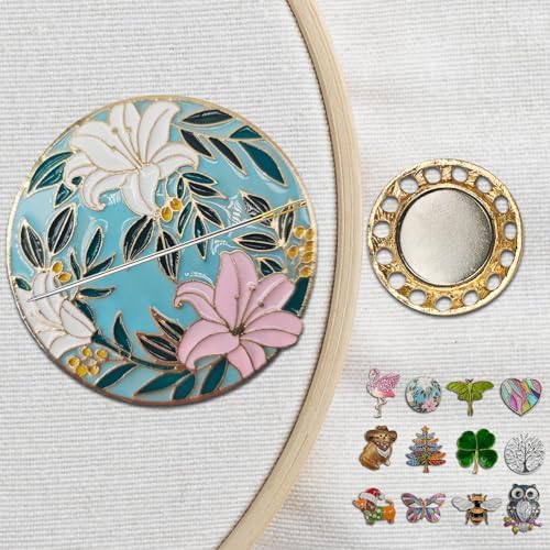 Magnetic Needle Minder Magnet Embroidery Accessories and Supplies Embroidery Needle Holder Cross Stitch Holder Needlework Supplies (Lily)