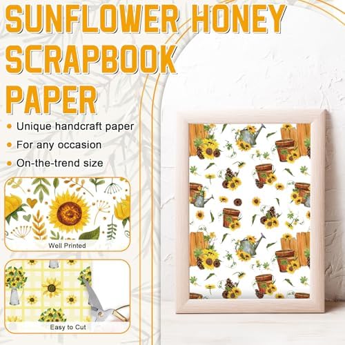 48 Sheets Sunflower Scrapbook Paper,Sunflower Pattern Decorative Scrapbook Paper for Journals DIY Cards and Photo Albums,Aesthetic Craft Supplies