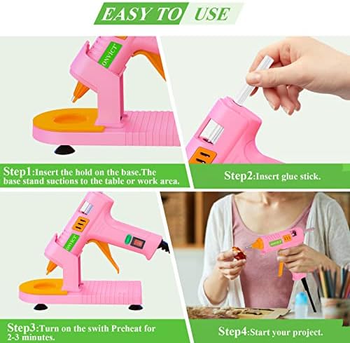 MONVICT Pink Hot Glue Gun Kit, Mini Glue Gun with Suction Cups Stand