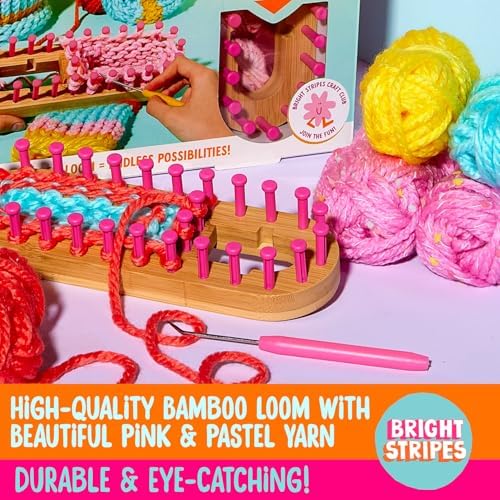 Bright Stripes Nimble Knitter Kit, 4-in-1 Adjustable Bamboo Loom Craft Set