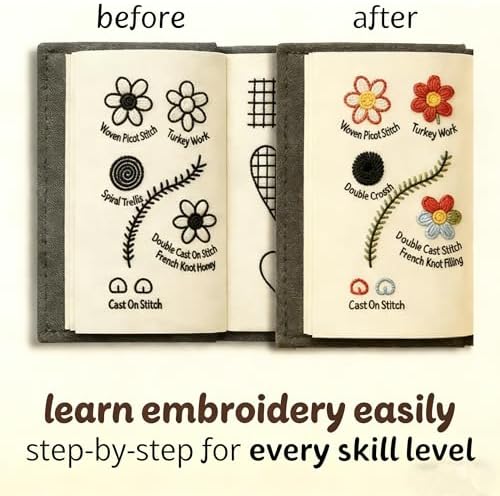 New DIY Embroidery Stitch Book Kit,86-Piece Sewing Tool Set