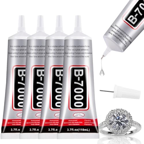 4 PCS 110ml B7000 Rhinestone Glue Clear, Bedazzling Glue for Craft, Jewelry