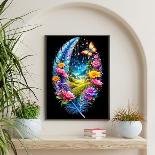 Diamond Art Kits for Adults & Beginners, Feather Diamond Painting Kit