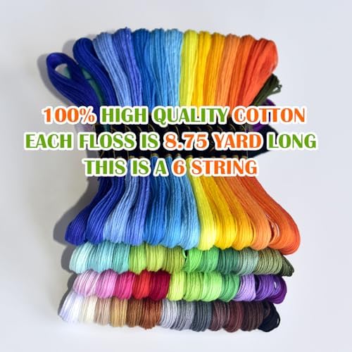 Friendship Bracelet String 50 Skeins Rainbow Color Embroidery Floss Cross Stitch Embroidery Thread Cotton Floss Bracelet Yarn, Craft Floss(Classic Color)