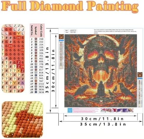 KYOQFVN Skeleton Diamond Painting Kits for Adults Beginners, Halloween Diamond Art Kits for Adults, DIY Gem Art Painting and Crafts for Home Wall Decor 14x14inch
