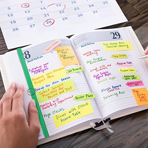 Taobary 42 Pcs Elastic Bookmarks Set with Paper Clips, Bright Color