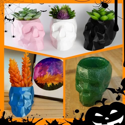 Skull Resin Mold, Diamond-Cut Surface Halloween Skull Head Mold