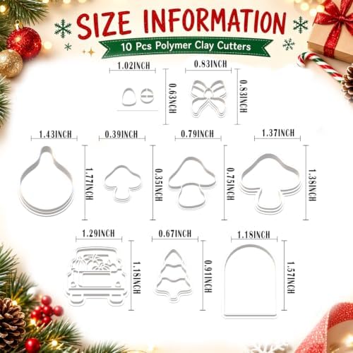 9Pcs Christmas Clay Cutters for Earrings & Ornaments